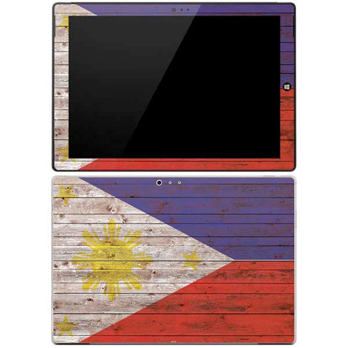 Philippines Flag Dark Wood Surface Pro 3 Skin